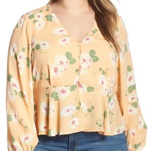 Leith Long Sleeve Floral Peplum Top